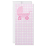 Baby Stroller. Light Pink on Pink Gingham. Custom Rack Cards