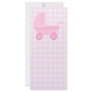 Baby Stroller. Light Pink on Pink Gingham. Custom Rack Cards