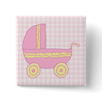 Baby Stroller. Pink and Yellow on Pink Check.