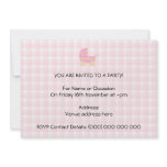 Baby Stroller. Pink and Yellow on Pink Check. Custom Invitation