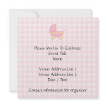 Baby Stroller. Pink and Yellow on Pink Check. Invites