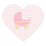 Baby Stroller. Pink and Yellow on Pink Check. Sticker