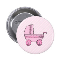 Baby Stroller. Pink on Light Pink Stripes.