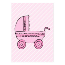 Baby Stroller. Pink on Light Pink Stripes. Business Card Template
