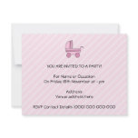 Baby Stroller. Pink on Light Pink Stripes. Custom Announcement