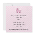 Baby Stroller. Pink on Light Pink Stripes. Invites