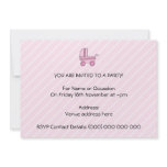 Baby Stroller. Pink on Light Pink Stripes. Personalized Invitation