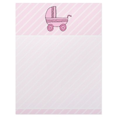 Baby Stroller. Pink on Light Pink Stripes. Letterhead Template by Graphics_By_Metarla