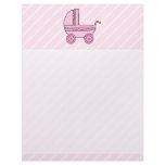 Baby Stroller. Pink on Light Pink Stripes. Letterhead Template