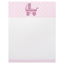 Baby Stroller. Pink on Light Pink Stripes. Custom Letterhead