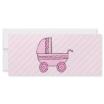 Baby Stroller. Pink on Light Pink Stripes. Custom Rack Card