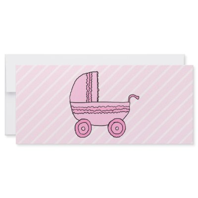 Baby Stroller. Pink on Light Pink Stripes. Custom Rack Card by Graphics_By_Metarla