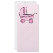 Baby Stroller. Pink on Light Pink Stripes. Rack Card Template