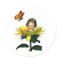 Baby Sunflower Fairy with Butterfly stickers