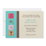 Baby Text Blocks Baby Shower Invitation