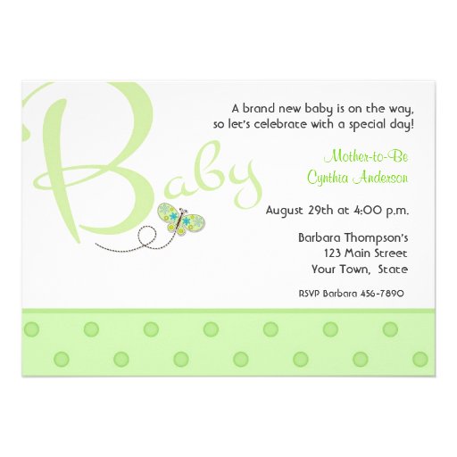 Baby Text Green Baby Shower Invitation