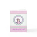 Baby Thank You Card - pink/green hearts,ruffles card