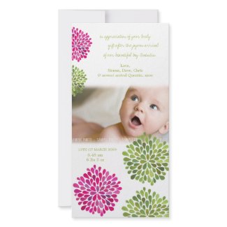 Baby Thank You Hot Pink &amp; Green Blooms
