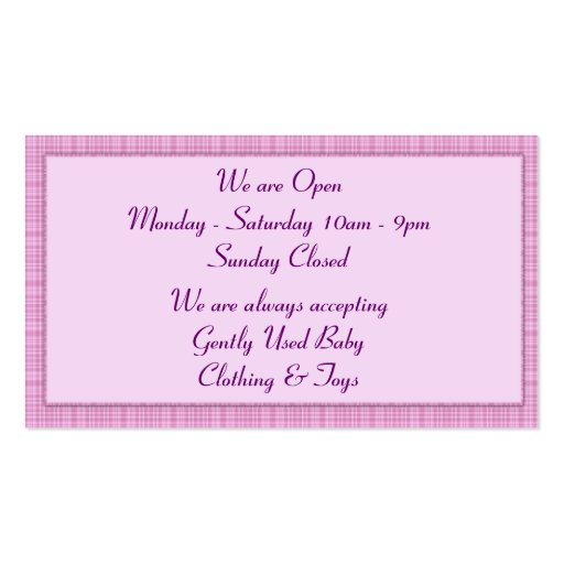 Baby Themed Business Card :: Pink/Purple Teddy (back side)
