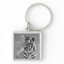 Baby Tiger in Black and white Key Chain
