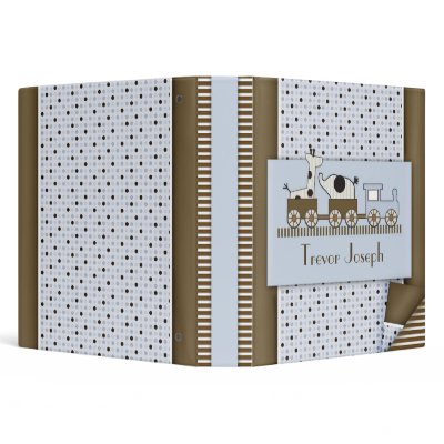 Baby Train with Poka Dots & Stripes 3 Ring Binder by mybabybundles