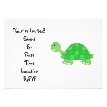 Baby turtle in green fade personalized announcements