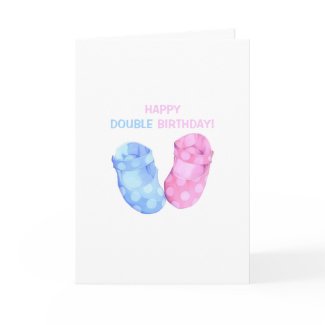 Baby Twins Booties Birthday Card card