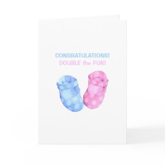 Baby Twins Booties Congratulations Card card