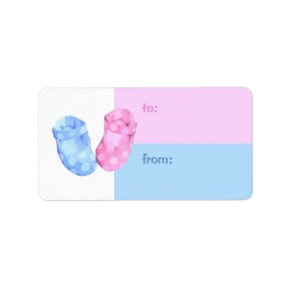 Baby Twins Booties Gift Tag label
