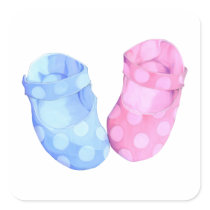 Baby Twins Booties Square Sticker stickers