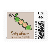 Baby Twins Boy & Girl Peas in Pod Invitation Stamp