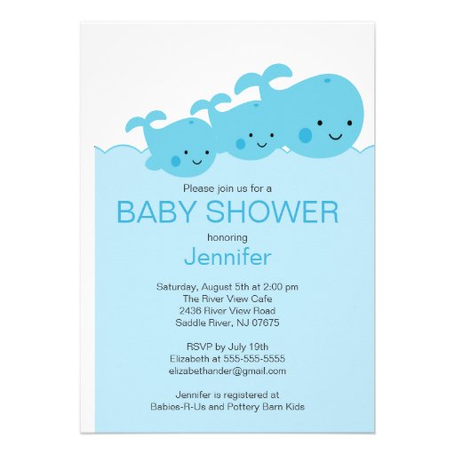 Baby Whales Twin Baby Shower Invitations