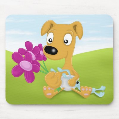 baby whippet and flowers mouse mat by c_m_smith