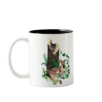 Baby Whitetail Deer Fawn and Raccoon Mug