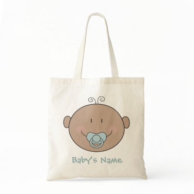 Baby with blue pacifier canvas bags by TrastoFino