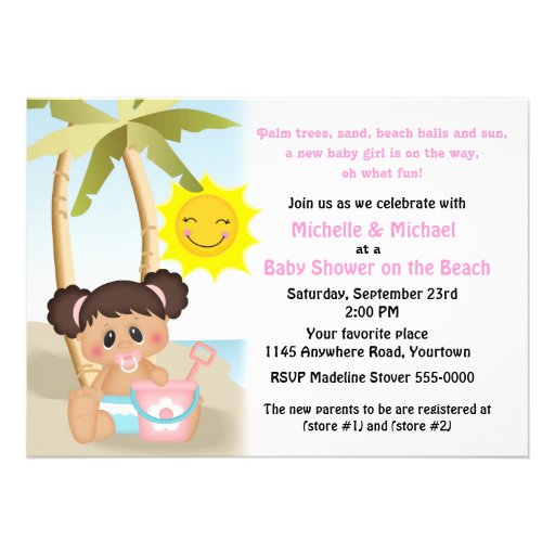 Baby with Bucket Beach Baby Shower Custom Invite