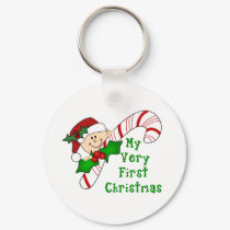 Baby with Candy Cane First Christmas keychains by ifbabycouldtalk Baby with Candy Cane First Christmas keychains