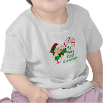 Baby with Candy Cane First Christmas t-shirts by ifbabycouldtalk Baby with Candy Cane First Christmas t-shirts