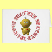 Baby with "Children are a gift from The Lord" cards