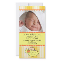 Baby with Duck PHOTO Birth Announcement photo cards by celebrateitinvites Baby with Duck PHOTO Birth Announcement photo cards