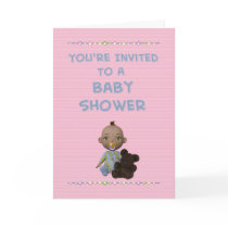 Baby with Teddy Bear Baby Shower Invitation cards by JenniesDesigns Baby with Teddy Bear Baby Shower Invitation cards