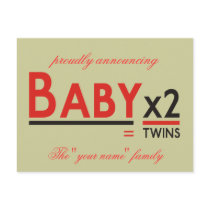 Baby x 2, proudly announcing, The "your name" f... postcards by bebe29 Baby x 2, proudly announcing, The "your name" f... postcards