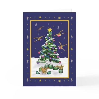 Baby Yellow Dragons Christmas Card