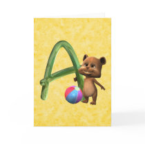 BabyBear Toon Monogram A Greeting Card