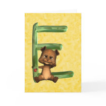 BabyBear Toon Monogram E Cards
