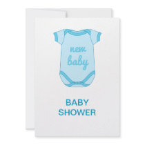 Babygro in Blue New Baby Baby Shower Invitation