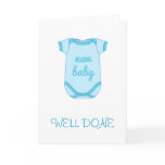 Babygro in Blue New Baby Well Done Card