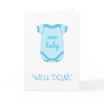 Babygro in Blue New Baby Well Done Card