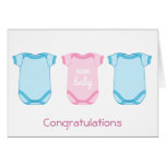 Babygro in Pink and Blue New Baby Congratulations Greeting Card