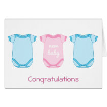 Babygro in Pink and Blue New Baby Congratulations Greeting Card